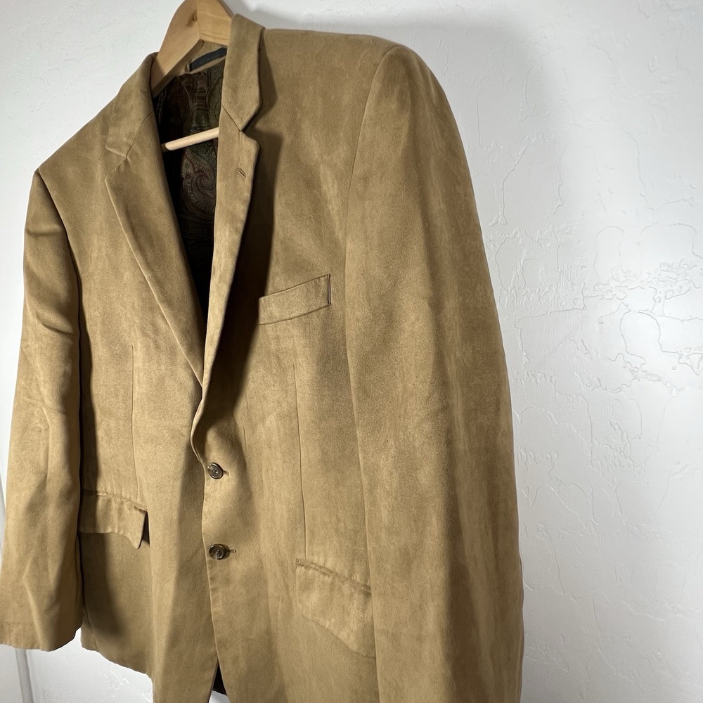Lauren Ralph Lauren Jacket Mens 44S Beige Blazer Faux Suede Office Sport Coat - Picture 4 of 13